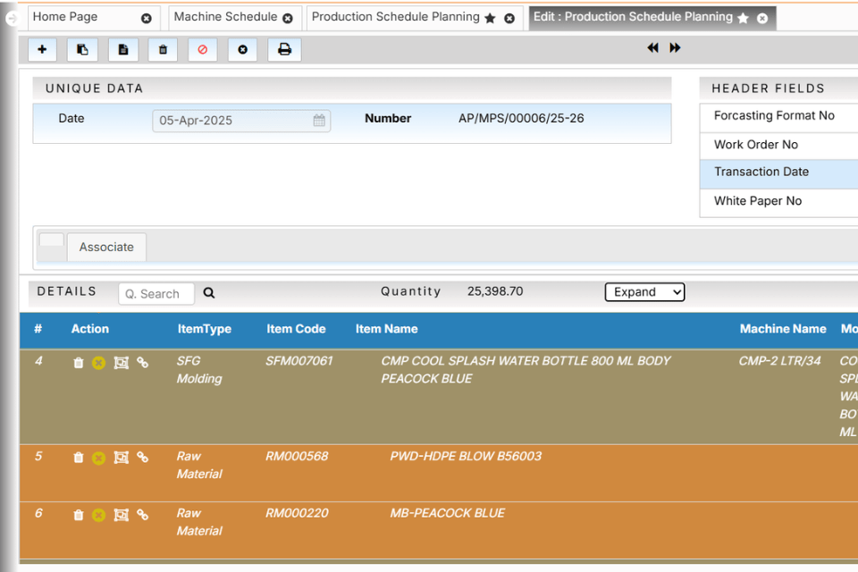 Production Work Order Management dashboard