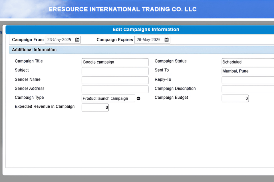 Material Requirement Planning dashboard