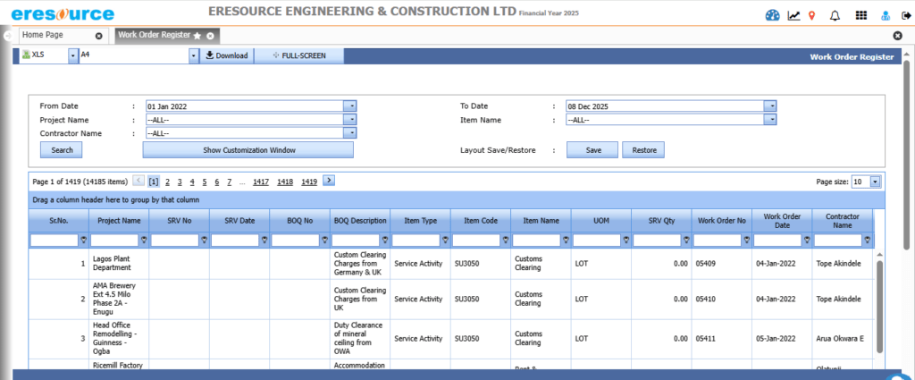 Subcontractor Management - eresource ERP