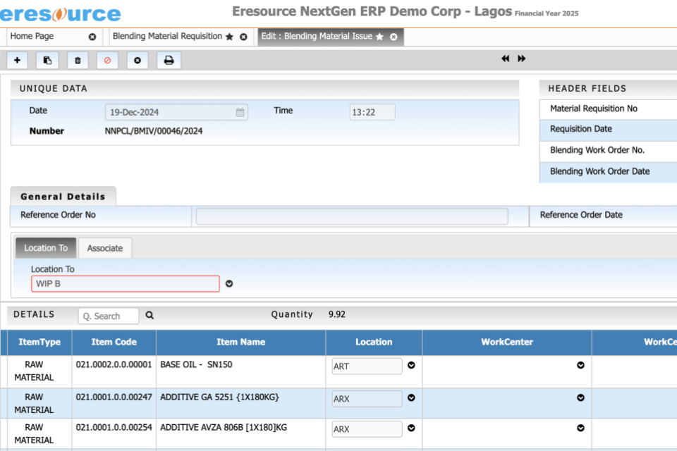 Production Work Order Management dashboard
