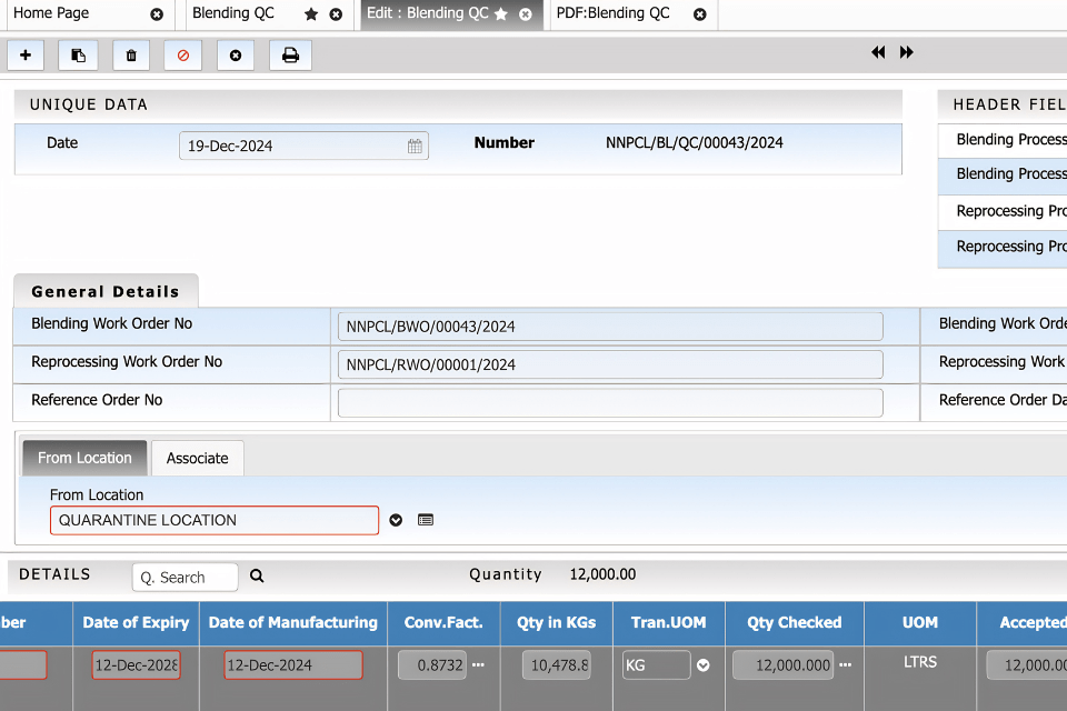 Material Requirement Planning dashboard